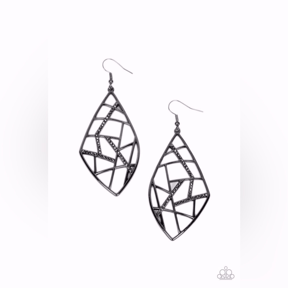 Geo Grid - Gunmetal Earrings